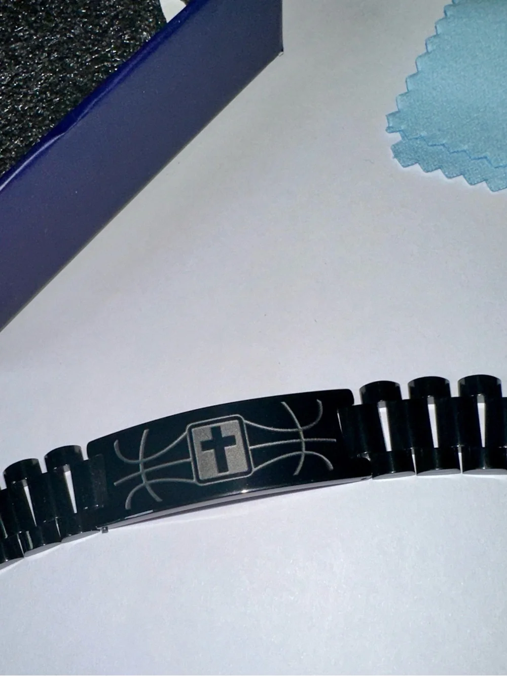 Fashion Jewelry Black Stainless Steel Cross Basketball Link Bracelet